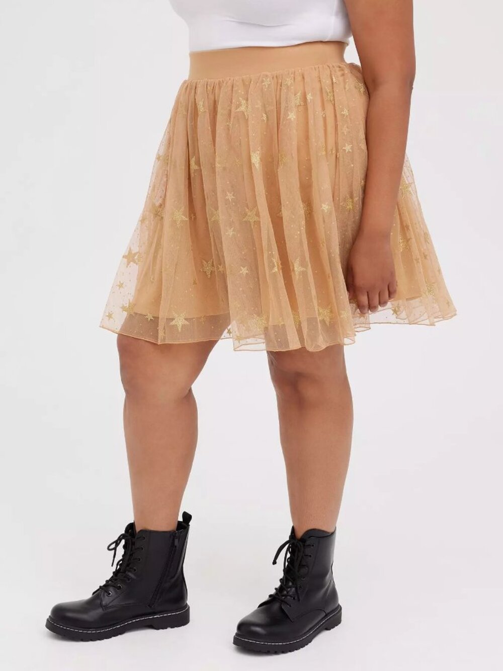 Torrid Skater Mini Skirt - Tulle Star Brown & Gold